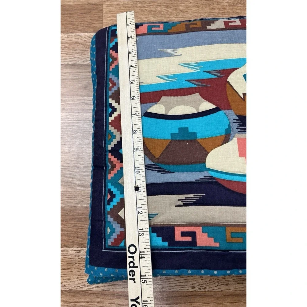 Vintage Handmade Quillow- Quilt that folds into a Pillow- Southwest Theme 41x69